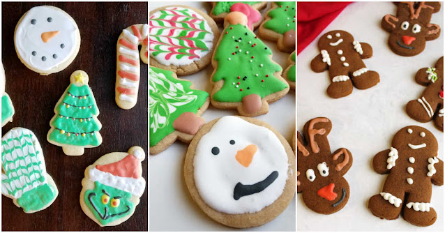 It is always fun to have a cookie cut in a pretty shaped and decorated with frosting, but you aren't limited to sugar cookies. There are lots of flavors and types of cookies you can roll and cut, here are a few of our favorite recipes. collage of sugar cookies, peanut butter cookies and gingerbread cookies