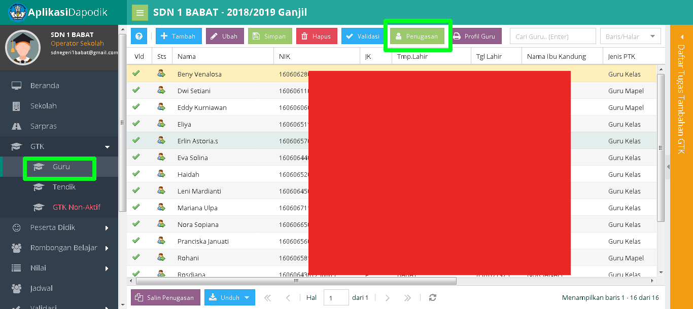 Cara Entri Penugasan GTK di Aplikasi Dapodikdasmen Versi 2020