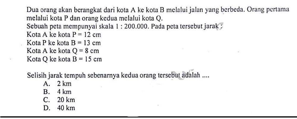 SOAL PERBANDINGAN DAN SKALA PADA UN 2018 SMP - MATEMATIKA