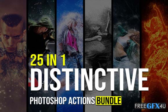 25 in 1 Distinctive Photoshop Actions Bundle