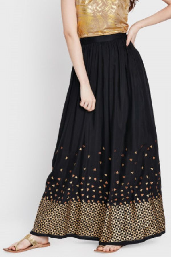 Black Print Maxi Skirt