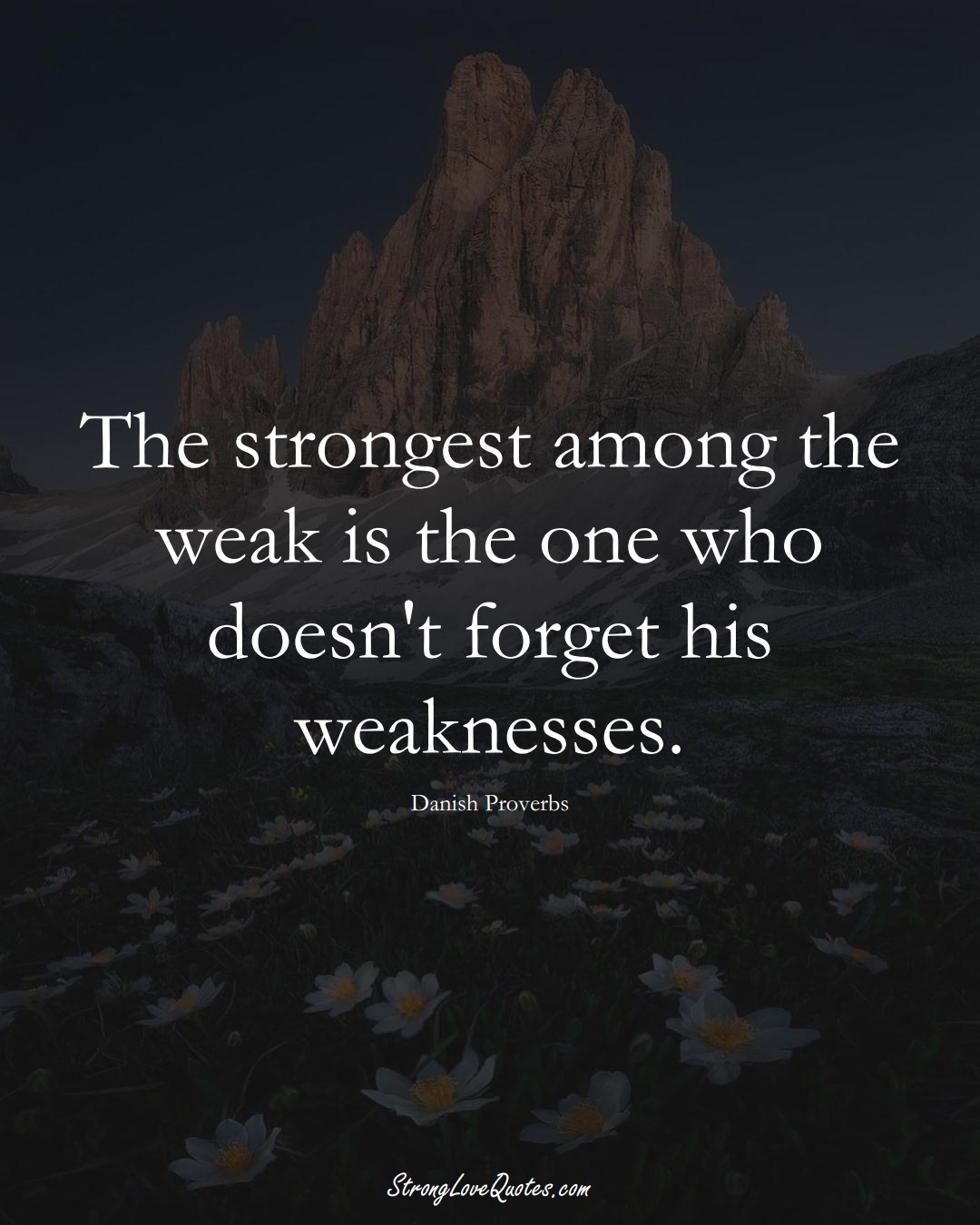 The strongest among the weak is the one who doesn't forget his weaknesses. (Danish Sayings);  #EuropeanSayings