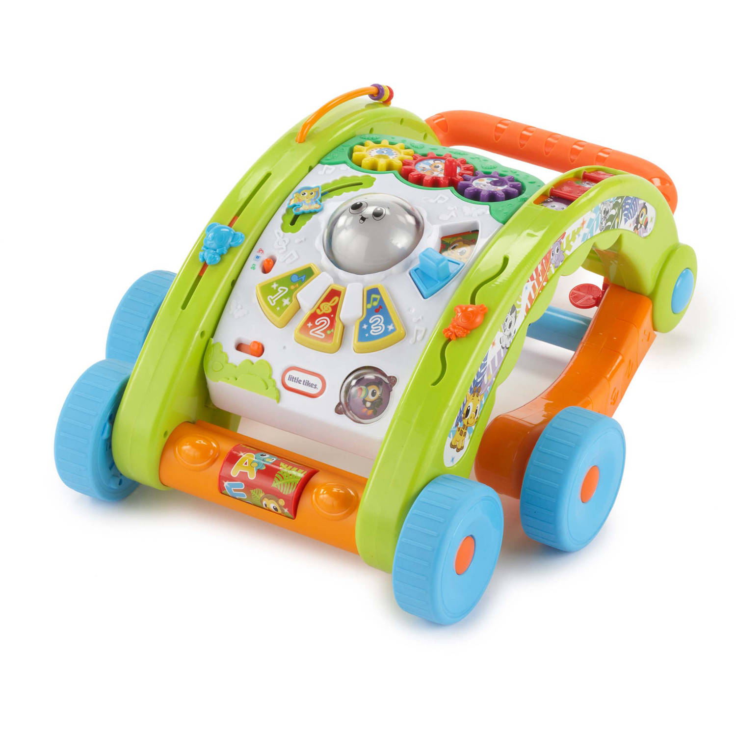Joyo Toys Rent Piano keys Spinning ball 2 animal clickers Gears that turn Peek a boo slider that roars and has a mirror Requires 3 "AA" alkaline batteries included