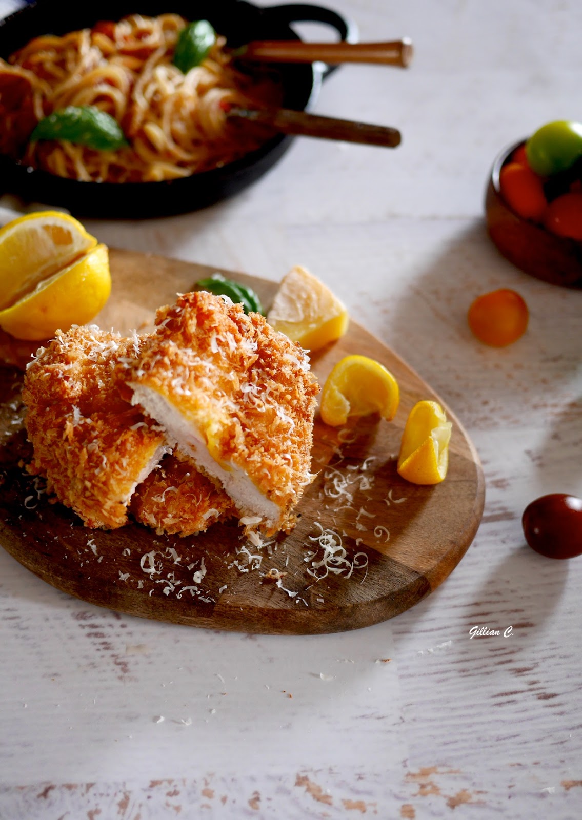 JO：Chicken milanese with spaghetti