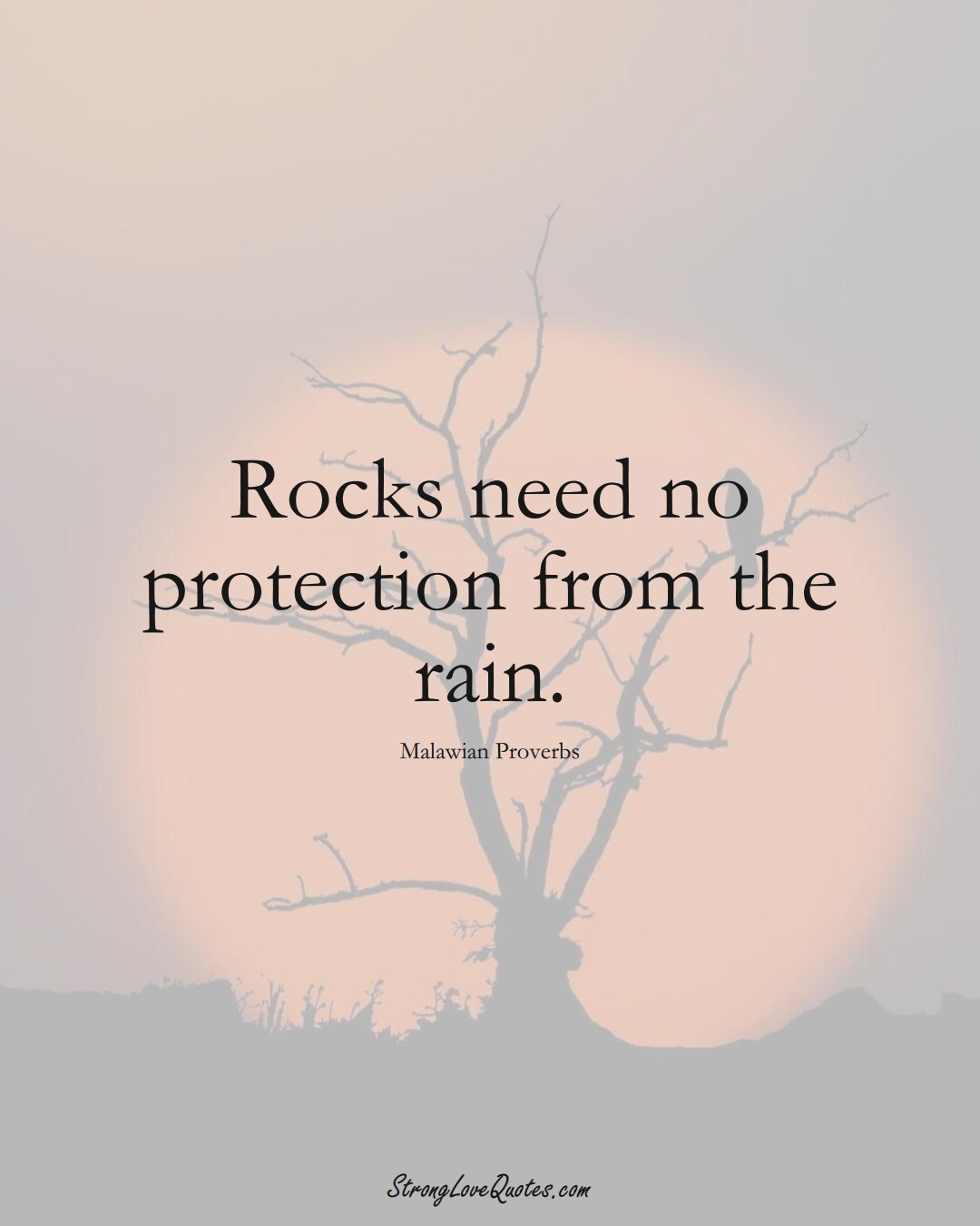 Rocks need no protection from the rain. (Malawian Sayings);  #AfricanSayings