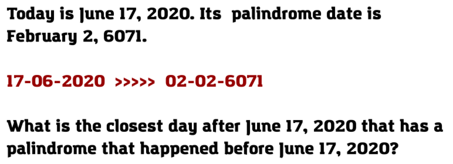 Puzzles and Figures Palindrome Dates