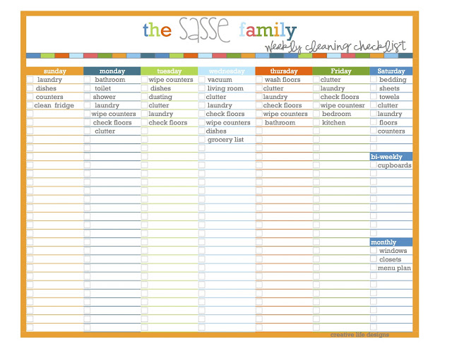 creative life designs: My new cleaning schedule