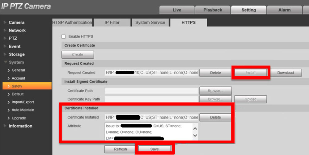 HTTPS Certificate Setup on Dahua