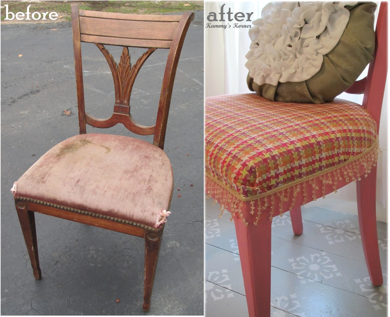 Kammy's Korner Pinkalicious Chair Makeover {HGTV Fabric at JoAnn's}