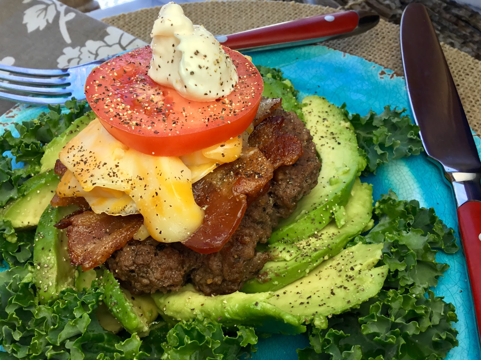 Food Fitness by Paige Cheddar Avocado Bacon Burger