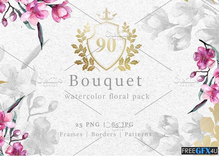 CreativeMarket - Bouquet of pink flower PNG pack Bouquet of pink flower PNG pack