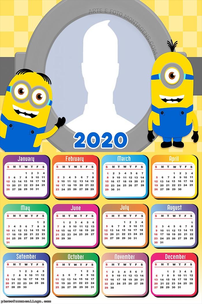 Minions Free Printable 2020 Calendar. Oh My Fiesta! in english