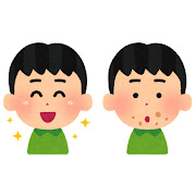 口の周りが綺麗な・汚い子供のイラスト（男の子）