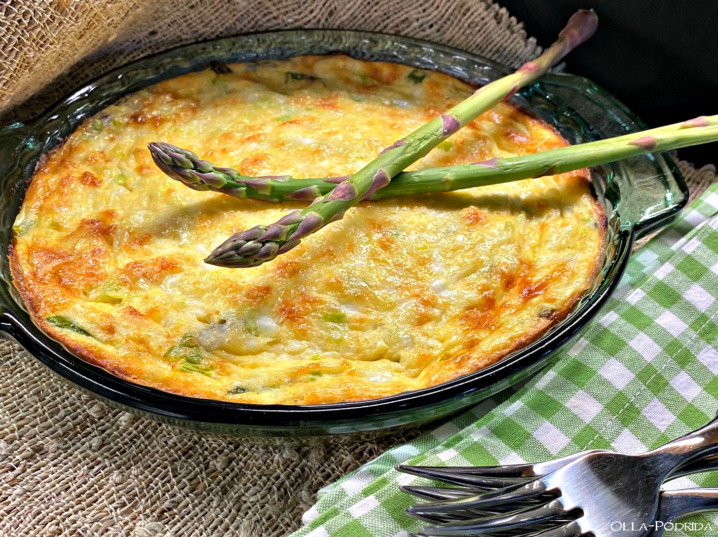 OllaPodrida Crustless Asparagus and Spring Onion Quiche