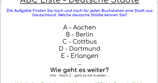 Liste Der Deutschen StГ¤dte Liste Der Deutschen StГ¤dte