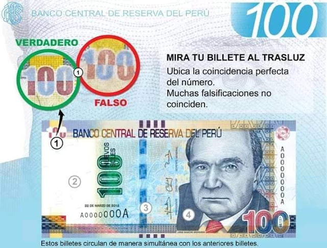 Detectar Billete de S/ 100 soles falso