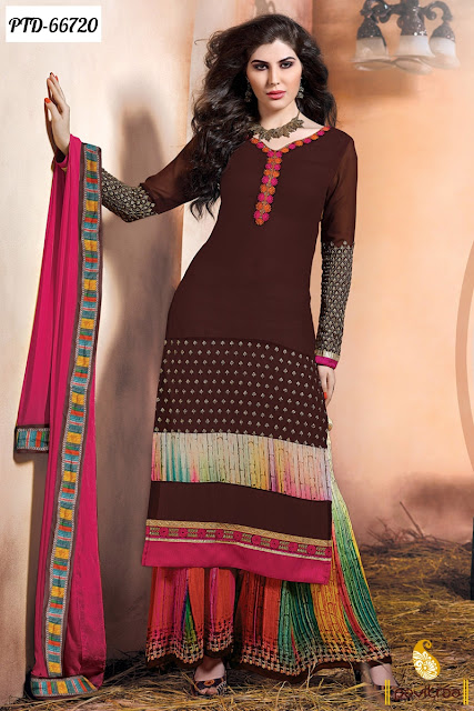 Brown color designer dresses collection palazzo dress online with exciting offer price in India