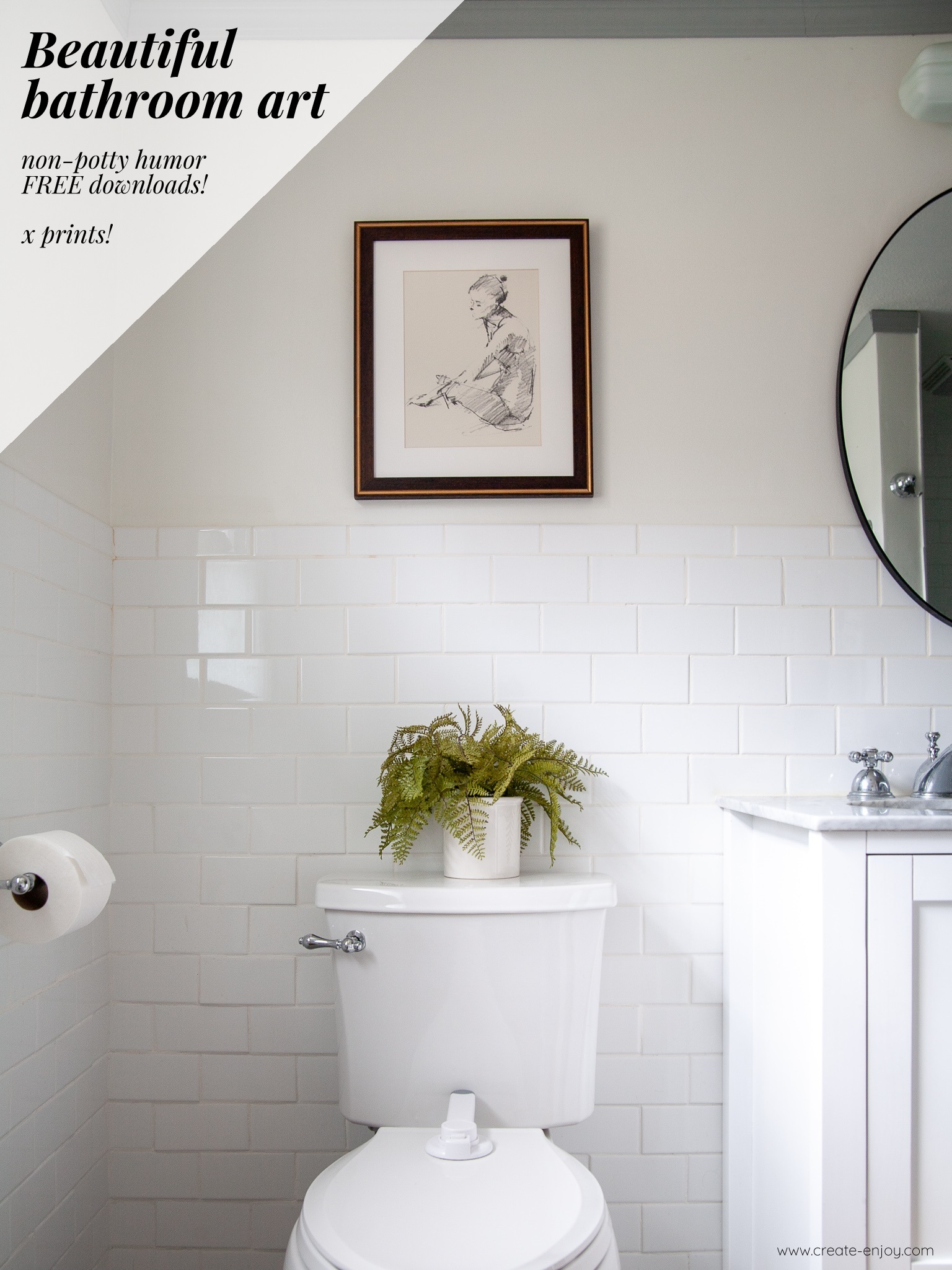 Bathroom art! 14 FREE download art prints that are perfect for a