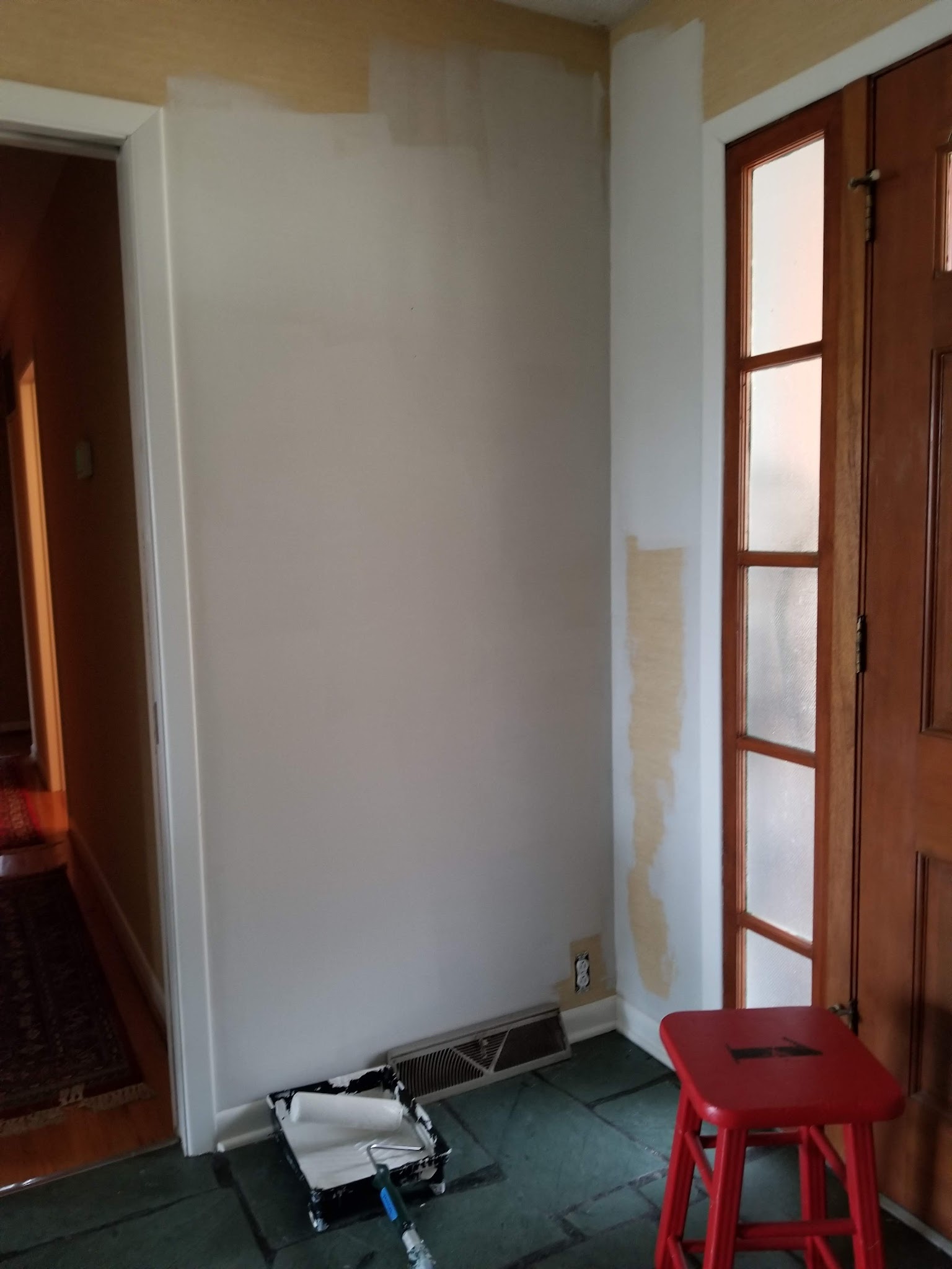 painting over wallpaper in entry