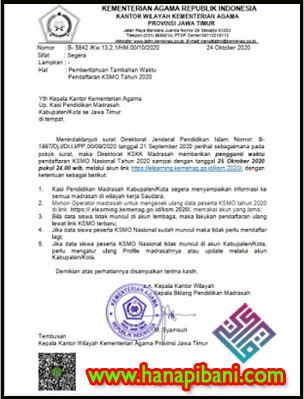 Surat Edaran Tambahan Waktu Pendaftaran Ksmo Tahun 2020