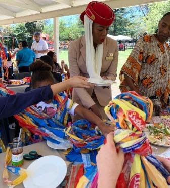Emirates Singakwenza Waste 2 Toys workshop Bread bags being cut and made into a skipping rope