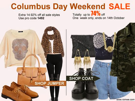 romwe columbus day weekend sale