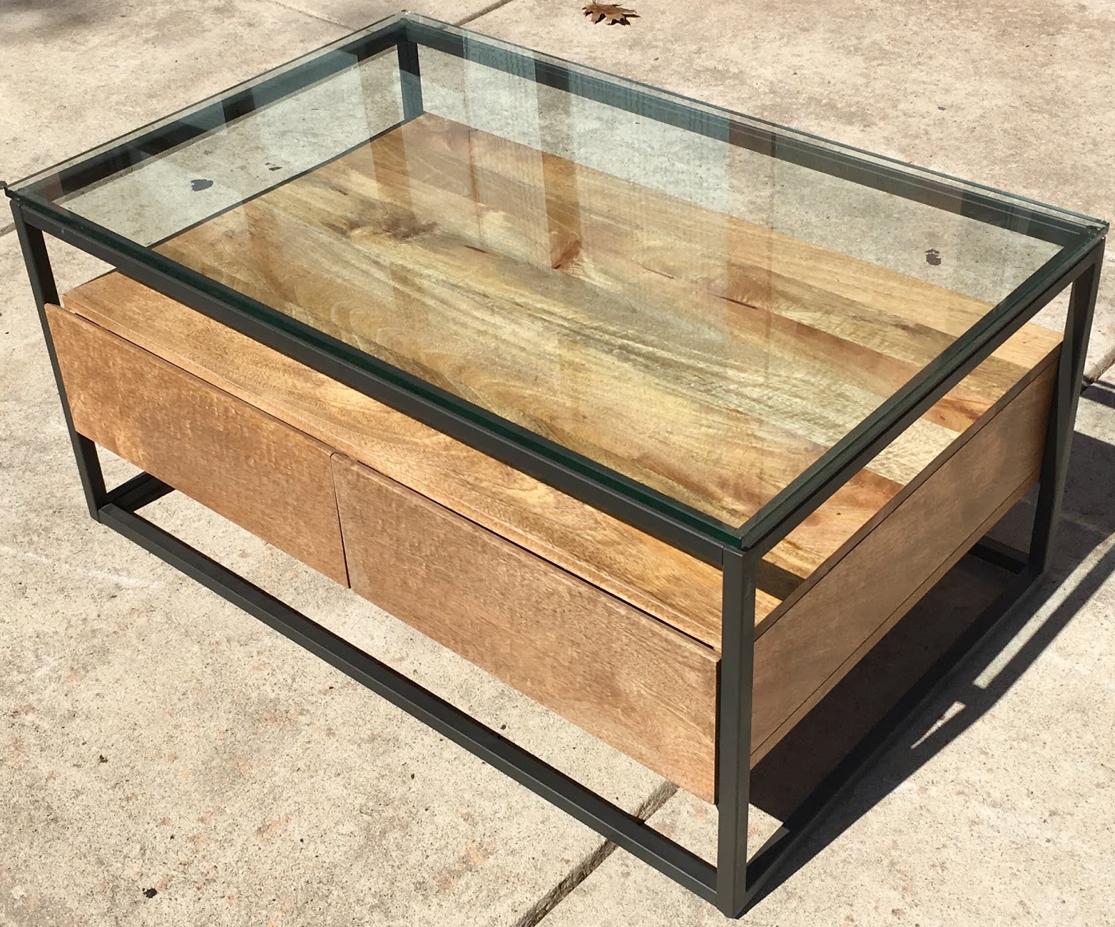 Uhuru Furniture & Collectibles 467534 Contemporary Glass Top 2Drawer