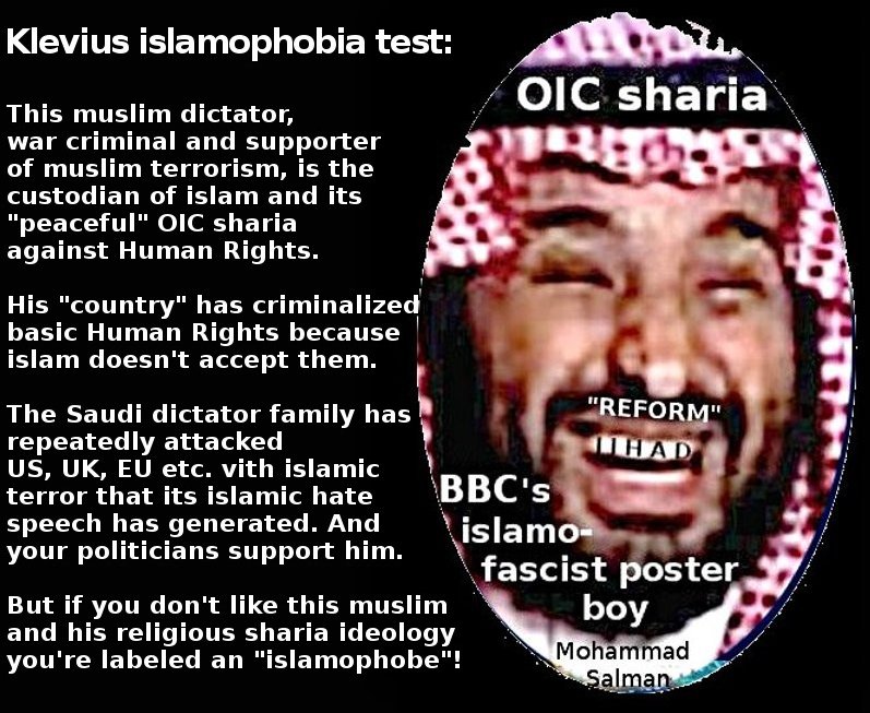 Peter Klevius "islamophobia"/Human Rightsphobia test for you and your politicians