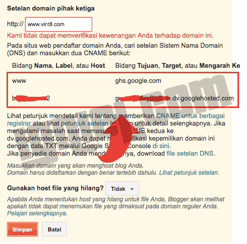 Setting DNS Record Domain Kustom Blogspot Setting DNS Record Domain Kustom Blogspot