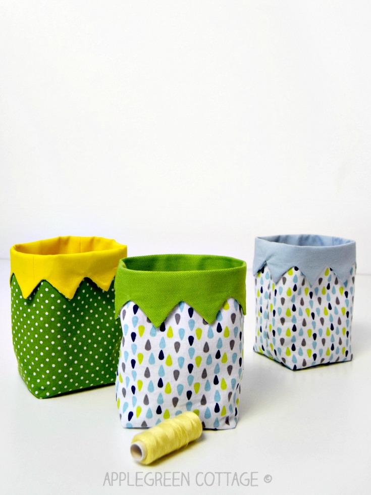 KAIA Mini Fabric Bin Pattern AppleGreen Cottage