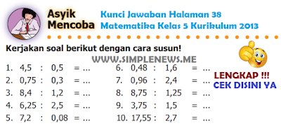 Kunci Jawaban Halaman 38 Matematika Kelas 5 Kurikulum 2013 www.simplenews.me
