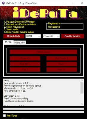 iDePuta V2.1.3.1 Software Connect Arduino Software For Bypass Iphone Download