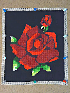 Red, Red Rose needlepoint in progress