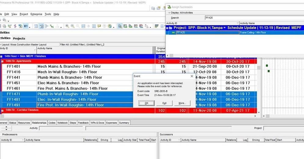 P6blogger: Event code while assigning successors