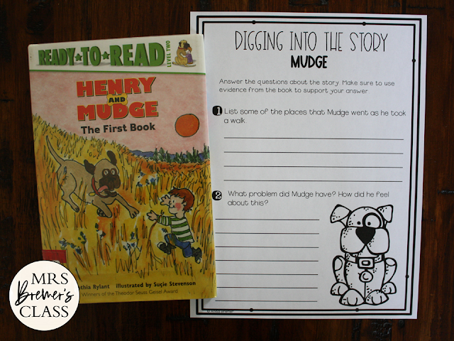 Henry & Mudge book study unit with Common Core aligned literacy activities for First Grade and Second Grade