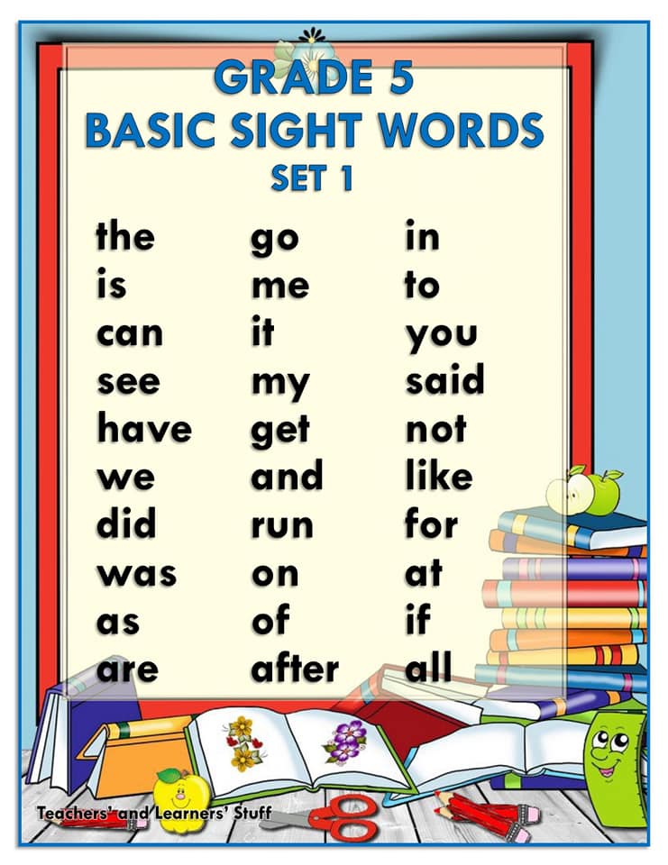 Sight Words For 5th Grade Flash Cards