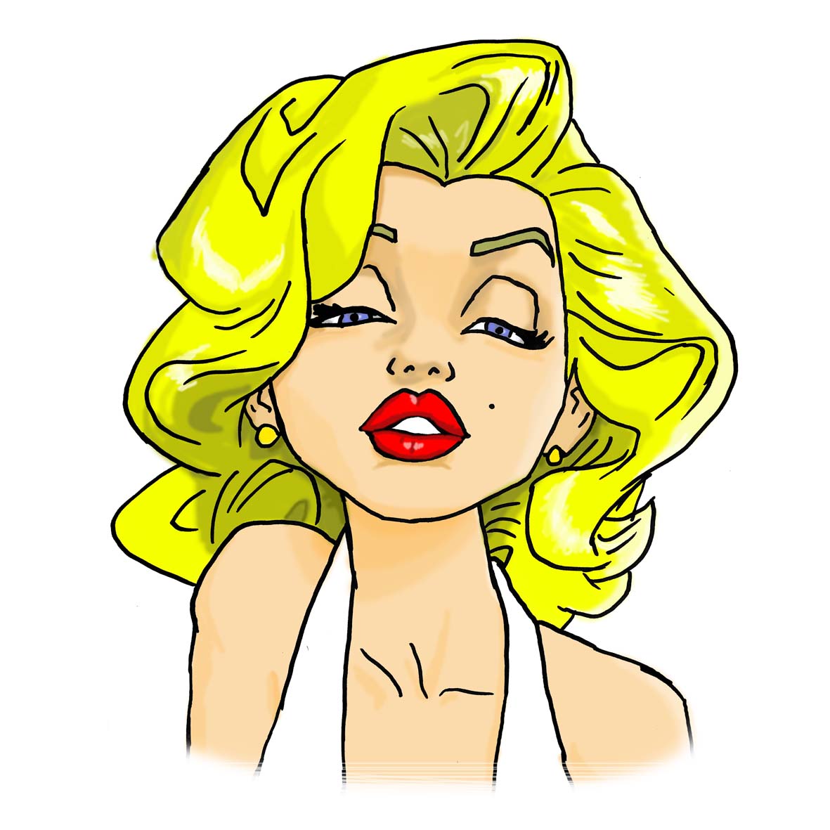 Marilyn Monroe Cartoon Drawing - Photoshop coloring - Smail Jr