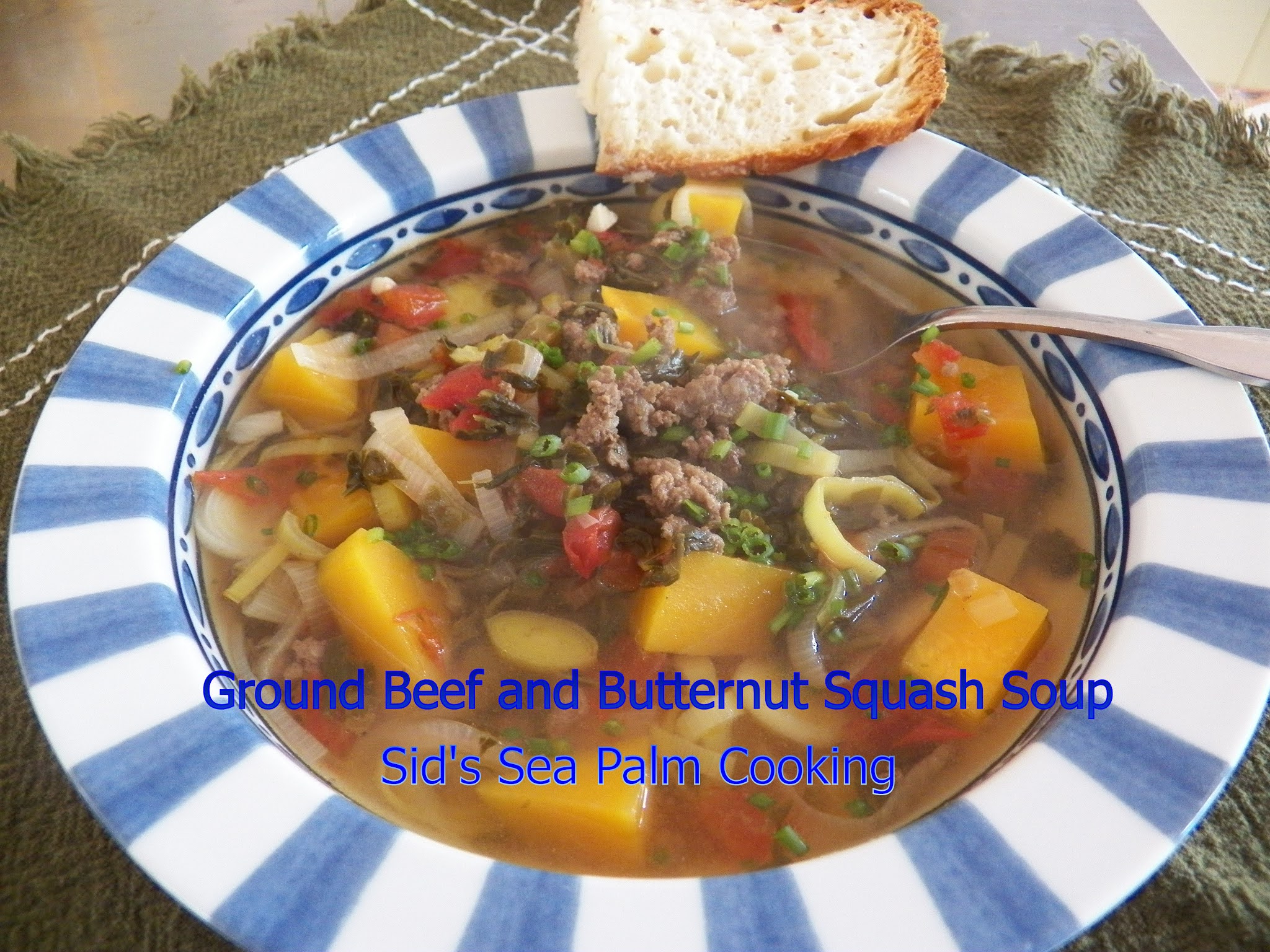 Ground Beef and Butternut Squash Soup for Soup Saturday Swappers Sid