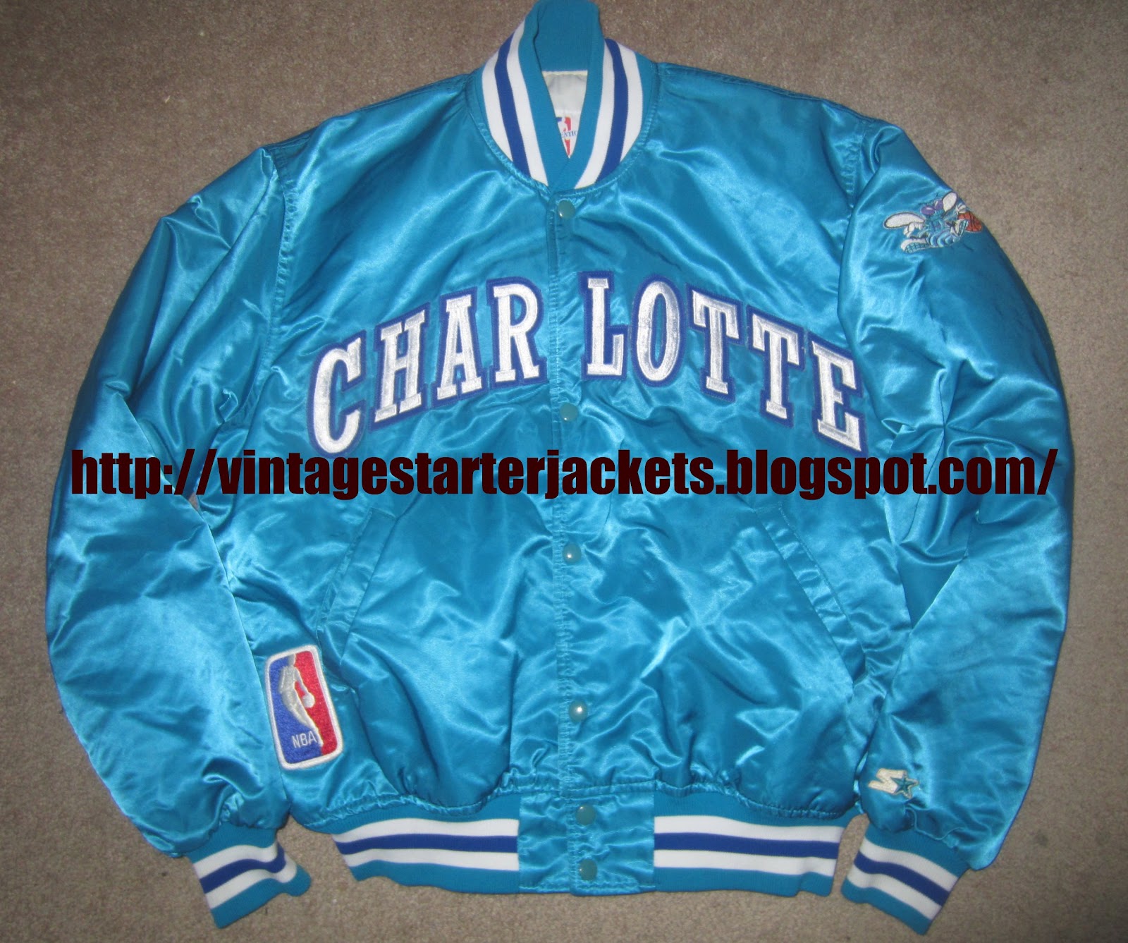 Vintage Sports Apparel: Vintage Charlotte Hornets Satin Starter Jacket Size Large - SOLD OUT