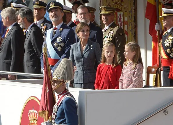 King Felipe, Queen Letizia, Princess Leonor and Infanta Sofía attended the National Day Military Parade 2017