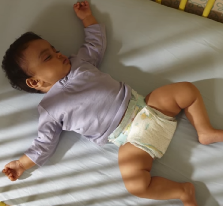 baby wearing pampers