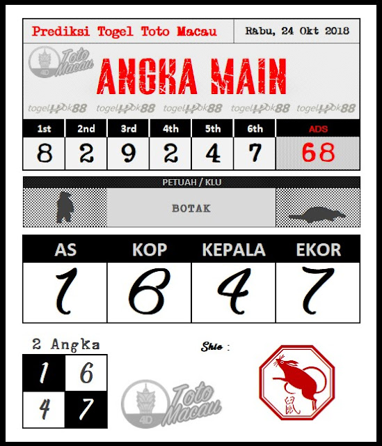 PREDIKSI TOTO MACAU POOLS 24 OKTOBER 2018 Prediksi Togel Hari Ini