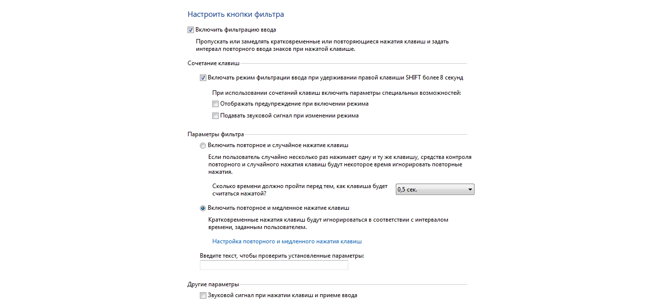 отключить фильтрацию ввода. фильтрация ввода windows. фильтрация ввода виндовс 10. облегчение работы с клавиатурой. фильтрация ввода windows.