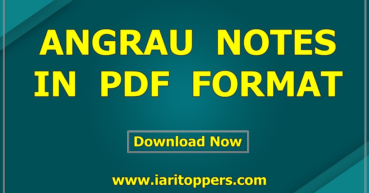 ANGRAU Notes PDF Download Angrau Study Material