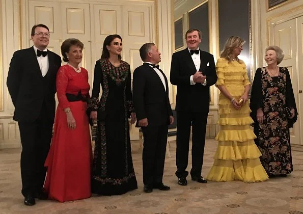 Queen Maxima wore Claes Iversen Dress. Queen Rania, Princess Beatrix, Prince Constantijn and Princess Margriet