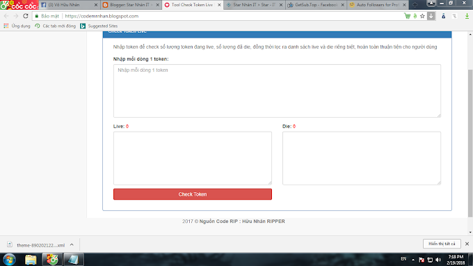 Share Template Check Token Live Cho Blogspot ( HuuNhanDesigner & RIPPER )