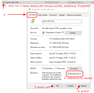 Windows 10 - Annullare il blocco sui file .CHM