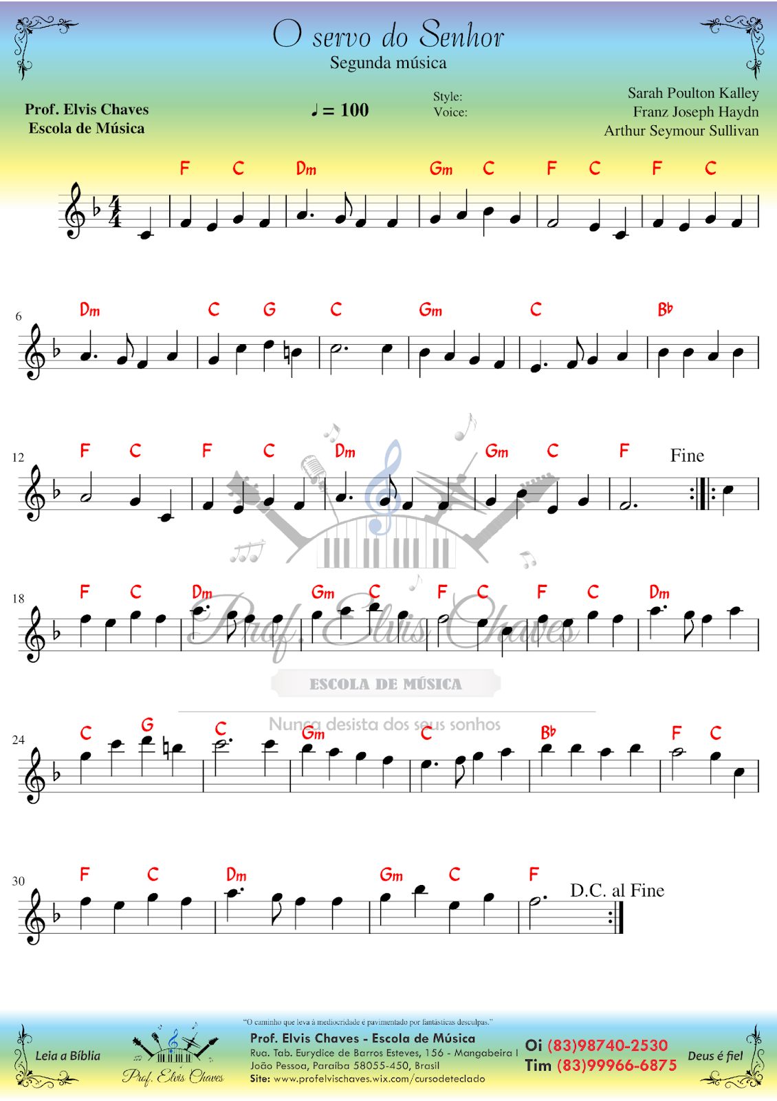 🎼 Partituras 🎶 Score 🎹 Sheet Music O servo do Senhor Segunda música.