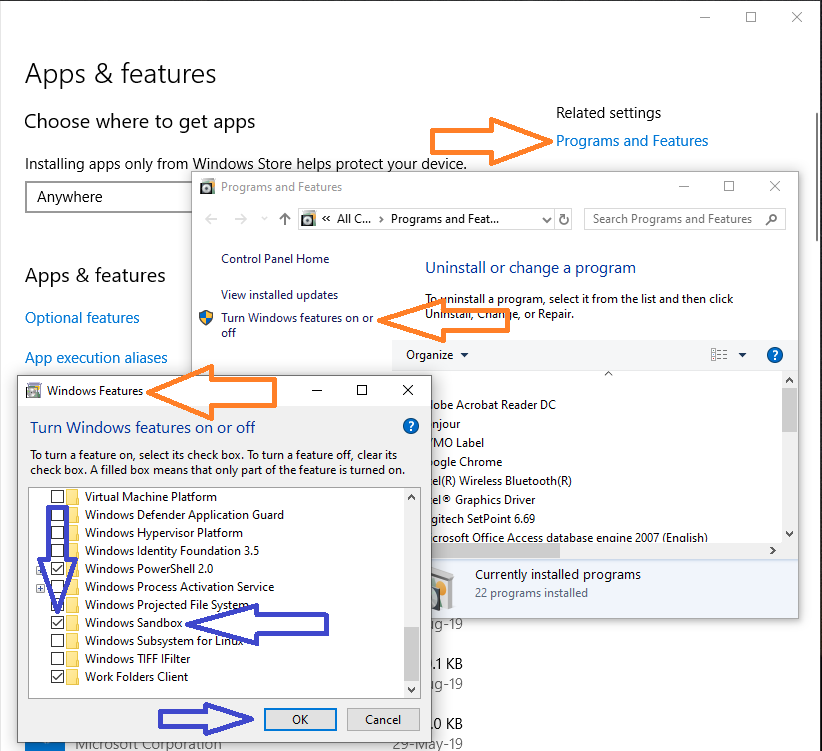 OpenEgg Microsoft Windows Sandbox, enable, install and use