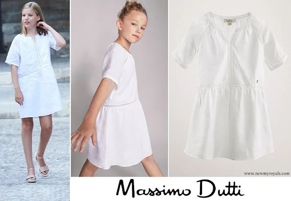 Infanta Sofia wore Massimo Dutti Linen Dress with lace trims
